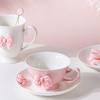 200ML Bow Ceramic Coffee Cup and Saucer Tableware Set Cute Girl Heart Cup and Saucer Set Afternoon Tea Latte Birthday Gift