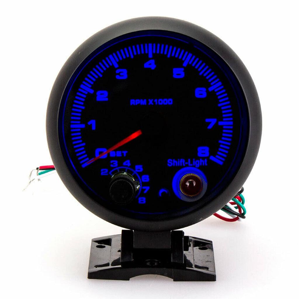Drehzahlmesser RPM 7 Farben LED-Licht Tacho 95mm Benziner Auto LKW Boot Zeiger Drehzahlmesser 0-8000RPM Universal Schwarz