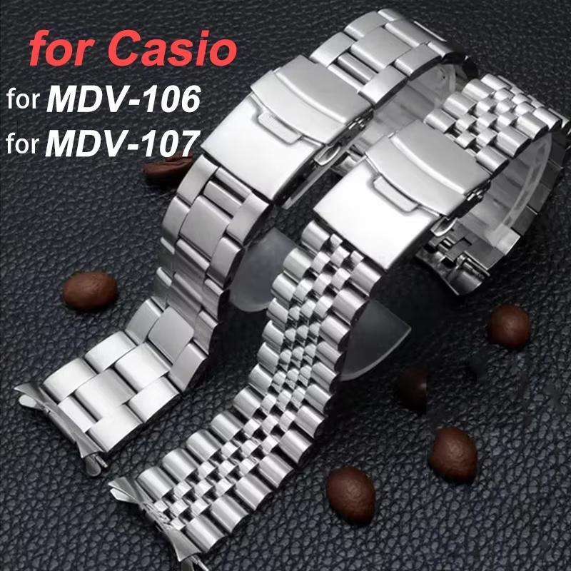 Nerezový řemínek na hodinky pro Casio MDV107 MDV106 Náhradní náramek 22mm Vysoce kvalitní řemínek na zápěstí Pánské Dámské Doplňky k hodinkám