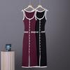 Summer Western Socialite-style Spaghetti Strap Dress, Sexy Hot Girl Slim-fit Button-slit Design Pencil Skirt