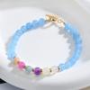 Aquamarine, Strawberry Quartz & Moonstone Beaded Bracelet - Women's Mori Style Vintage Jewelry