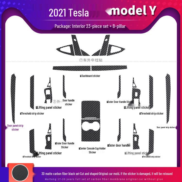 Carbon Fiber Anti-Kick Film for Tesla Model 3/Y (2021) Center Console Interior