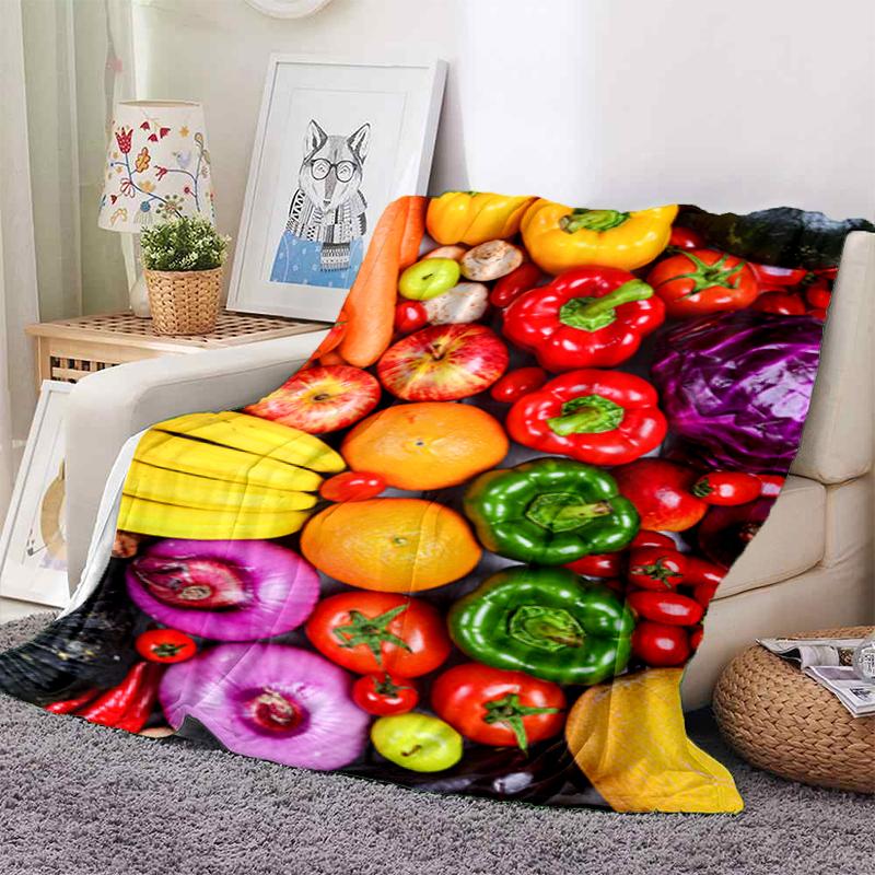 1PC Food Elements printed blanket, all season lightweight home office outdoor nap multifunctional blanket A1