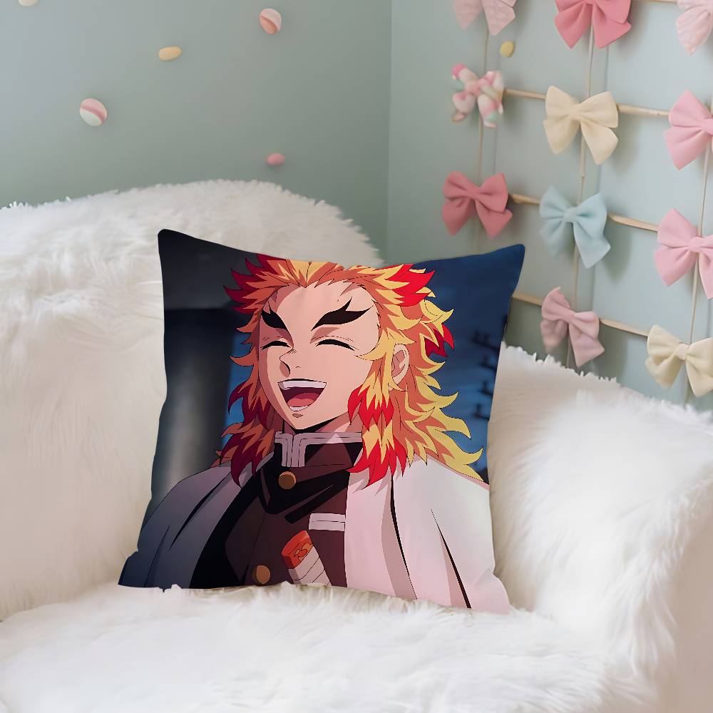 Cool K-Kyoujurou Rengoku Case Plush Fabric Soft Pillowcase Double Sided Print Cushion Cover Household Gifts