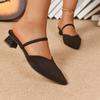 Fashion Fashion Velvet Bread Head Semi-drag Summer New Pointed Toe Shallow Cuff Foot Non-slip Wear-resistant Square Heel Shoes