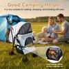4 Wheels Pet Stroller, Foldable Cat And Dog Stroller with Mesh Windows, Cup Holder, Storage Basket, Breathable Pet Strolling Cart Holds Up To 22lbs