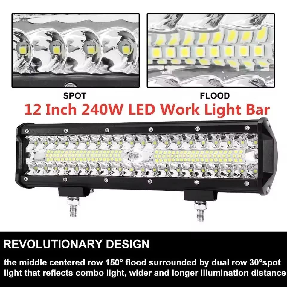 Car LED Light Bar Offroad 4x4 Spotlights Fog Lamp 12V 24V 3 Rows Headlight Truck Farm Tractor Boat SUV ATV Light Bar/work Light