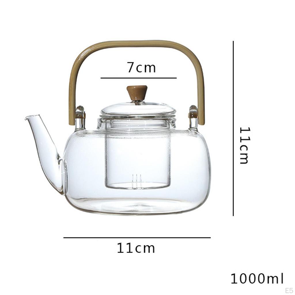 Resistant Borosilicate Glass Teapot With Removable Infuser Hand Blown Clear Kettle Stovetop