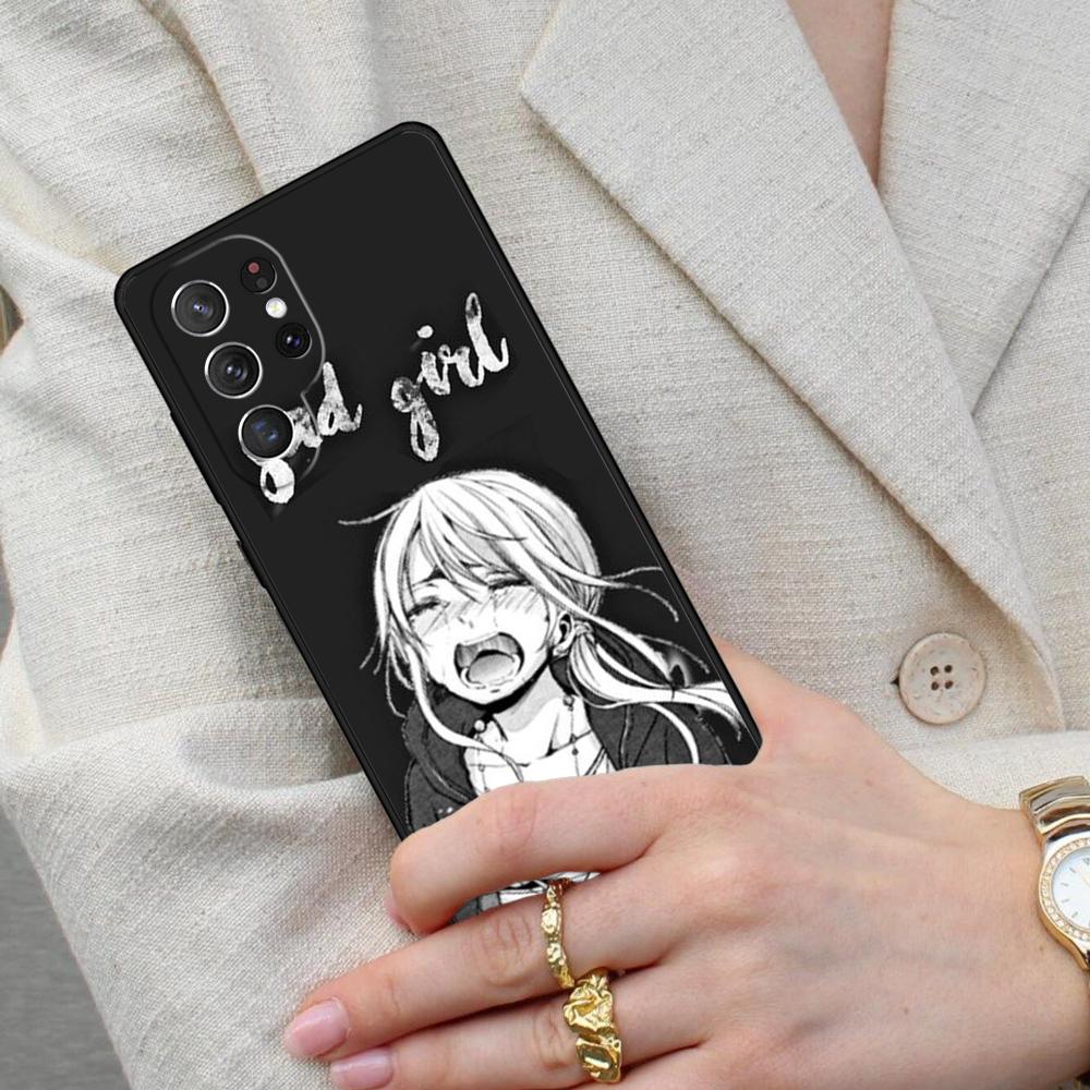 Sad Japanese Girl Cell Phone Case for Samsung Galaxy S26 Ultra S25 S24 S23 S22 S21 S20 Note10 Cover