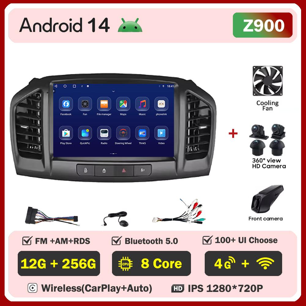 Car Radio Carplay Android 14 For Opel Insignia 2008 - 2012 For Buick Regal 2009 - 2013 Navigation GPS Stereo 4G Wifi No 2din DVD