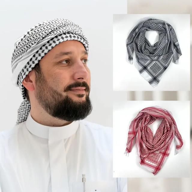 

Red Middle Eastern Square Headscarf - Unisex Travel Cross-Border Fashion Includes Headband
