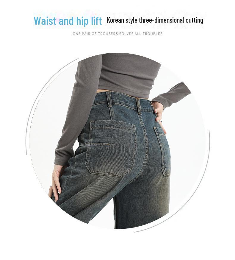 Women's Cement Gray High Waist Wide Leg Jeans - Small to Large Sizes