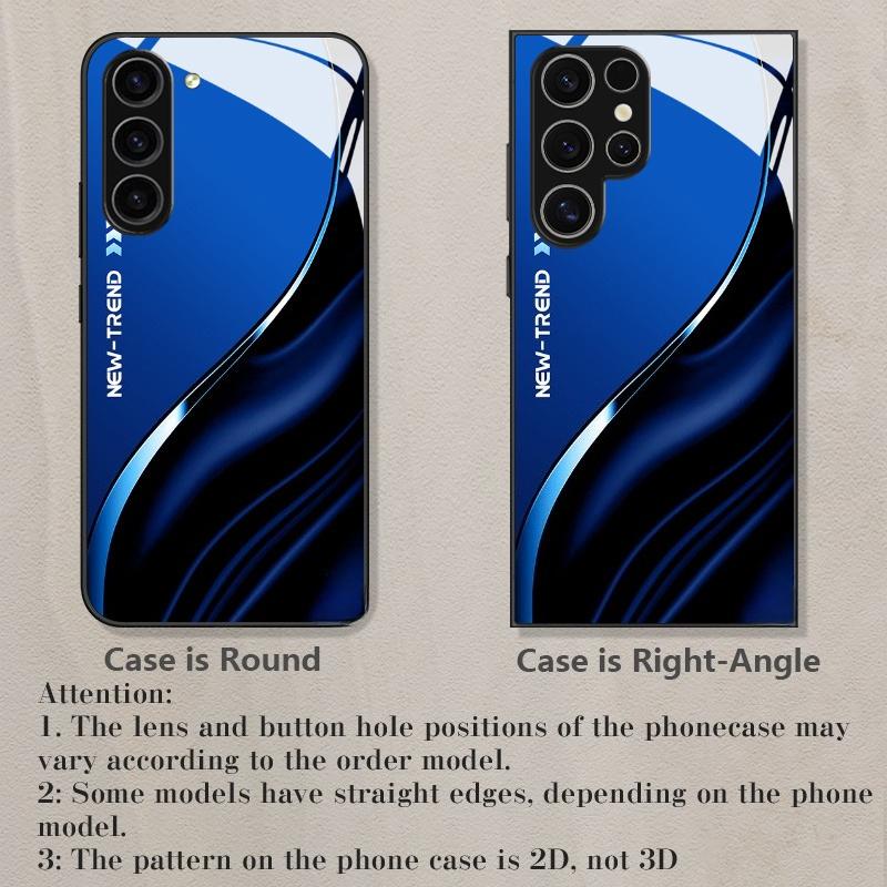 Curved ripple pattern glass phone case suitable for Samsung Galaxy S26 S25 S24 S23 S22 S20 FE/Ultra/Plus5G anti drop