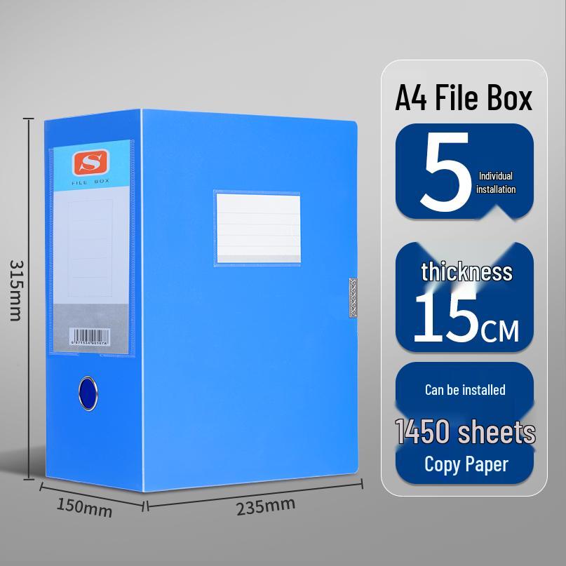 Large A4 Plastic Document Archive Box: 10x15cm, 75mm Thick, High Capacity Storage