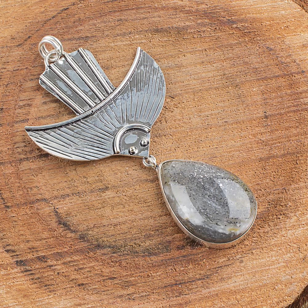 

Натуральный Черный Рутил с Точками Драгоценный Камень 925 Пробы Серебро Ювелирное Изделие Подвеска 3,08 AJP-2051