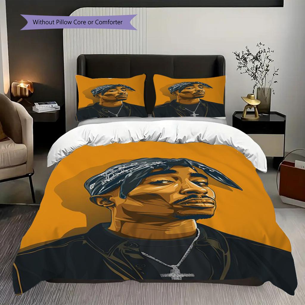 Rap Legends Street Art Tribute Threepiece Set 1 Duvet Cover 2 Pillowcase Without Core Soft And Comfortable Duvet Cover And Pillowcase
