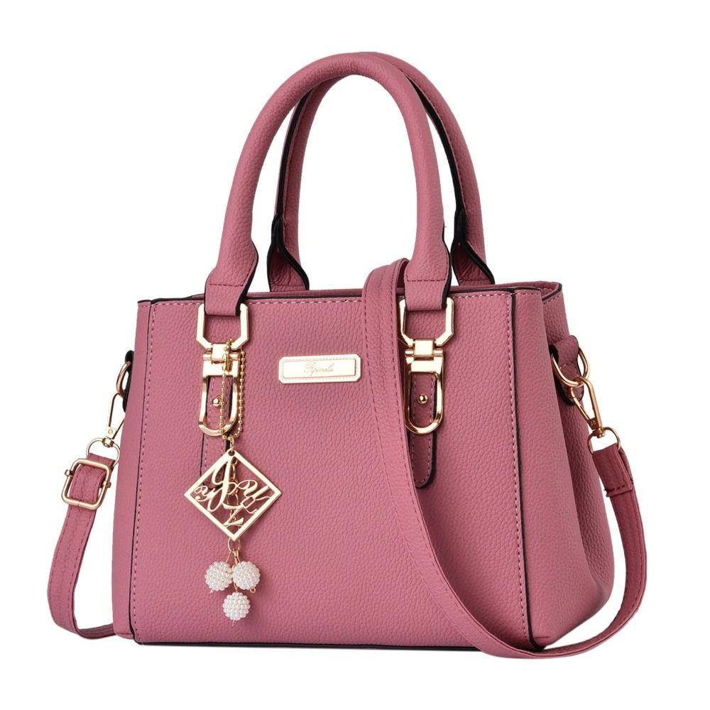 Trendy Leather Handbags Large Capacity Open Pocket Shoulder Bag Polyester Cotton Messenger Bag