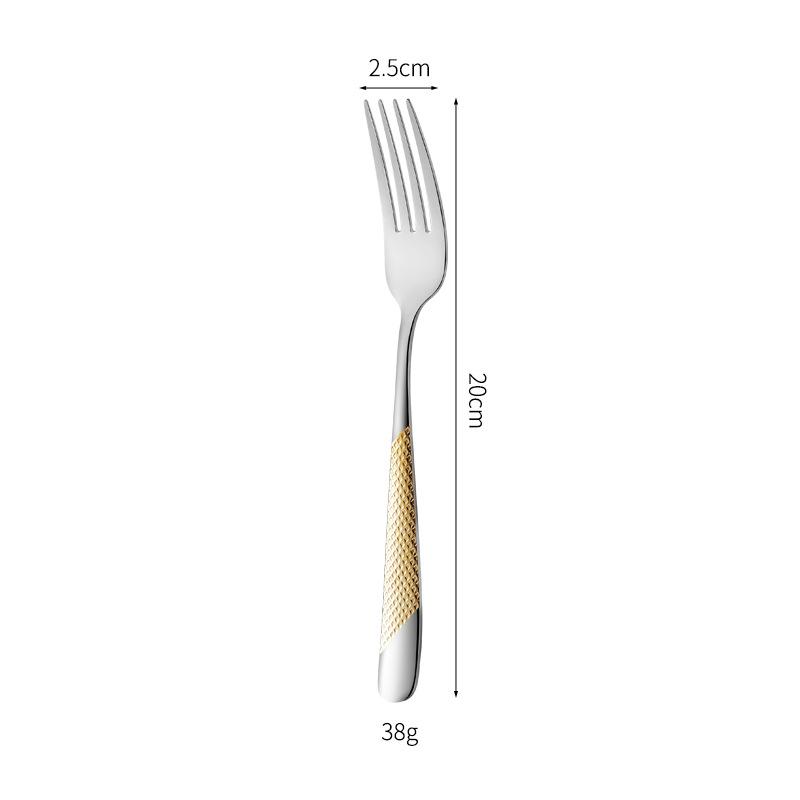 Star Diamond Stainless Steel Gold-Plated Flatware Set: Luxury Knife, Fork, and Spoon for Upscale Dining.