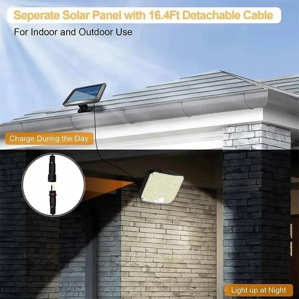 2024 315 LED Solar Light Street Wall Lamp Outdoor Sunlight PIR Motion Sensor IP65 Waterproof For Fence Street Garden Lamp