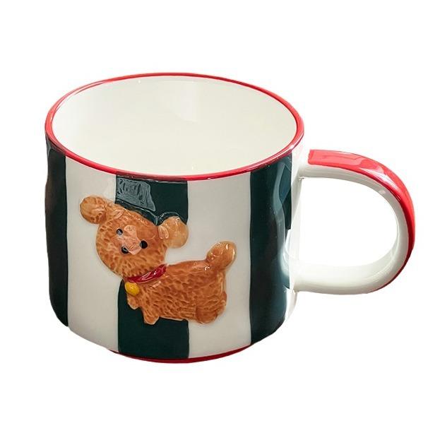 Super Cute Hand-Painted Birthday Puppy Dog Ceramic High-Value Christmas Gift Cup Children'S Milk Water Cup