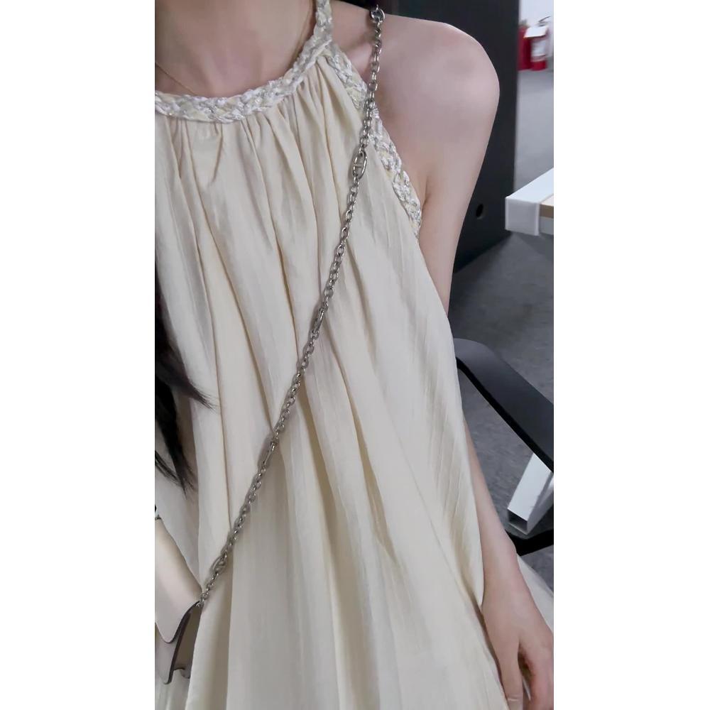 French Neck Sleeveless Dress for Women's Summer New Loose and Elegant Meat-covering Lazy Skirt Texture High-end Women