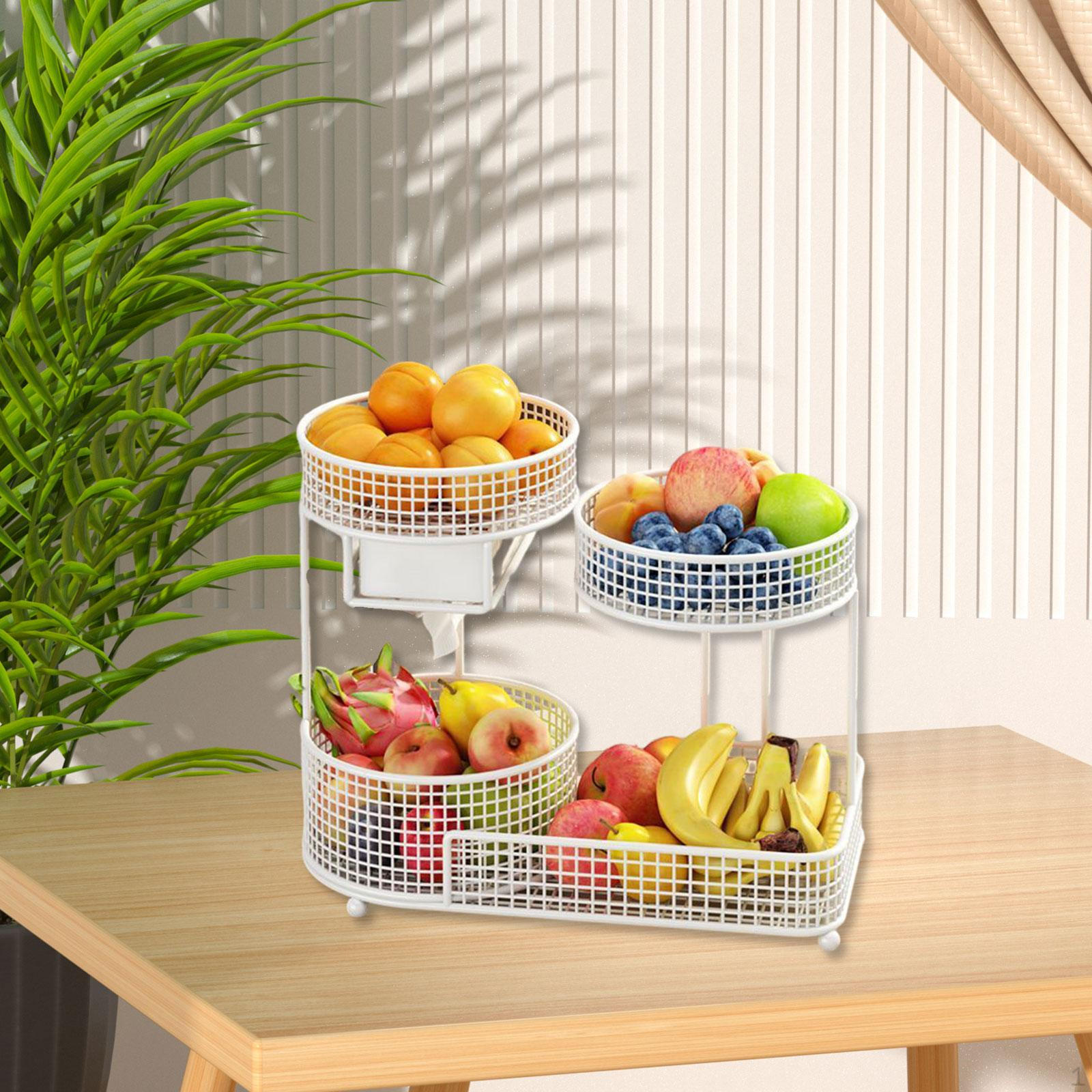 

Fruit Basket Kitchen Organizer, Large Capacity, Vegetable with Tissue Holder for Banquets, білий