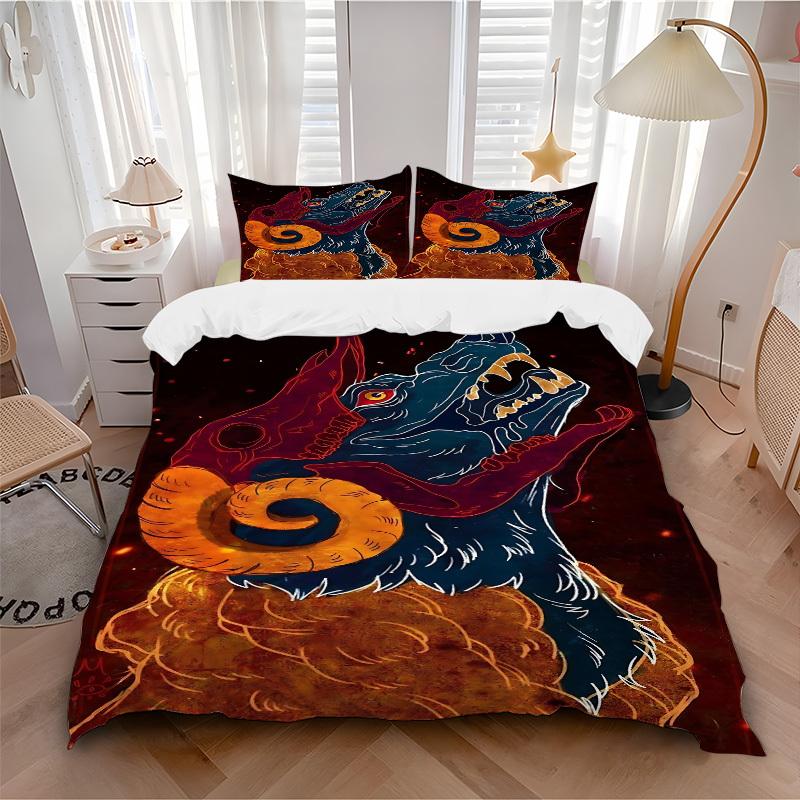 

3pcs bedding set Dragon Ram Includes 1 Comforter + 2 Pillowcases, Without Pillow Inserts, Soft Comfortable, Lightweight Breathable052 135x200cm