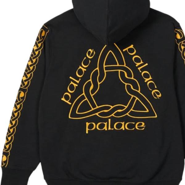 Palace FW21 Ye Olde Hoodie With Triangle Pattern and Logo Print Unisex Tops Black P21HD028