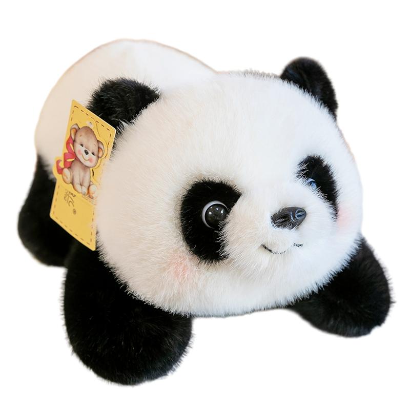 30~55cm Peluche Panda Kawaii Couché Animal de Zoo de Chine Poupée Peluche Blanche Noire Compagnon de Sommeil Cadeau 55cm