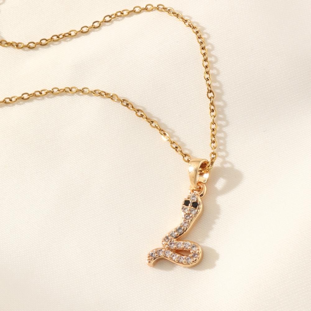 Small Snake Shape Pendant Necklace for Women 2025 New Fashion Golden Stainless Steel Chain Wedding Party Jewelry Accessories