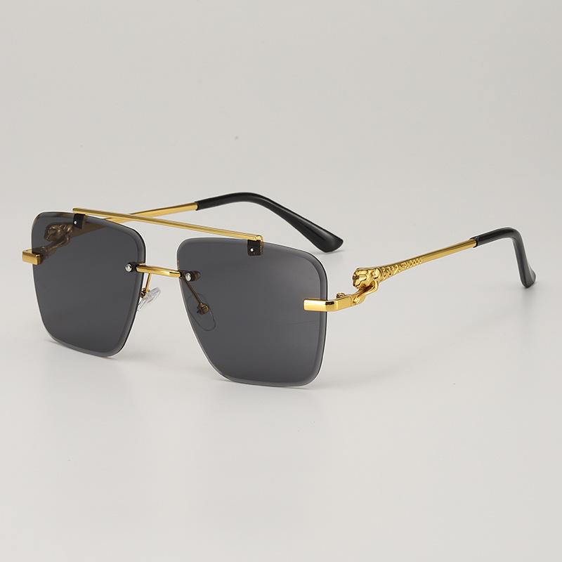 JYL TS Rimless Sunglasses With Leopard Pattern UV Protection For Photo Shooting 90229