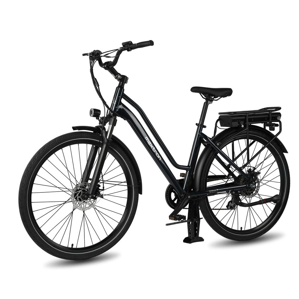 MAXTRON urban7 36V 12,8Ah Stads Elektrische Fiets, 27,5-inch wielen, 250W vermogen, met een maximaal bereik tot 60 km.