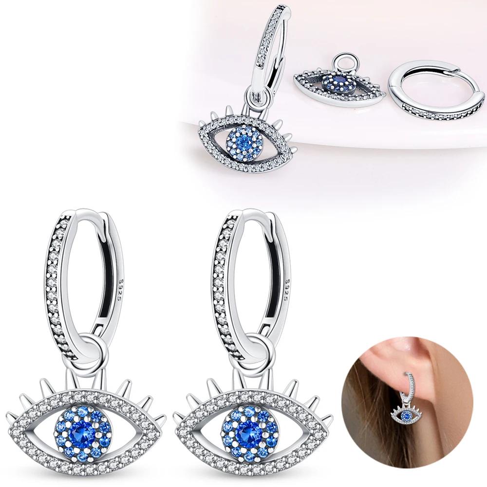 Heart Wings Stud Earrings 925 Silver Star Moon Design Women's Jewelry Devil's Eye Earrings Pendant Valentine's Day Jewelry Gifts