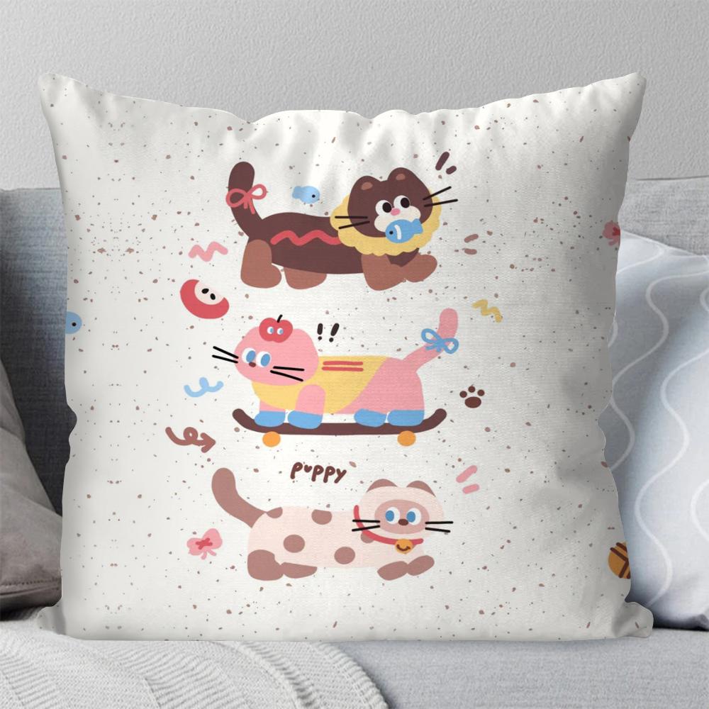 1 Stück Dackel Cartoon Animation Kissenbezug Quadratisches Kissen Schlafzimmer Sofa Freizeit Komfort Kissen Auto Wohnzimmer Heimdekoration 40X40