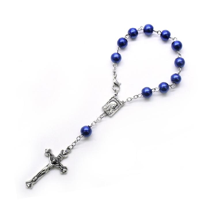 8mm Pearl Rosary Bead Finger Baptism Rosaries for Christening Baby Shower