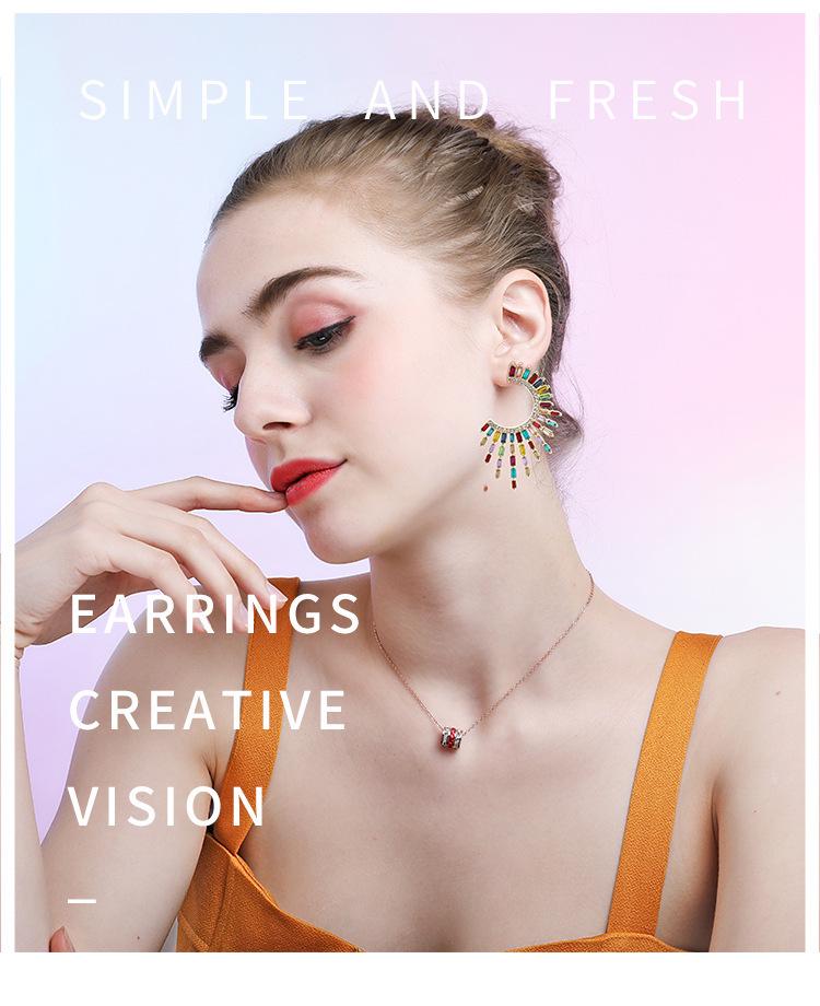 Trendy European and American Geometric C-Shaped Diamond Earrings