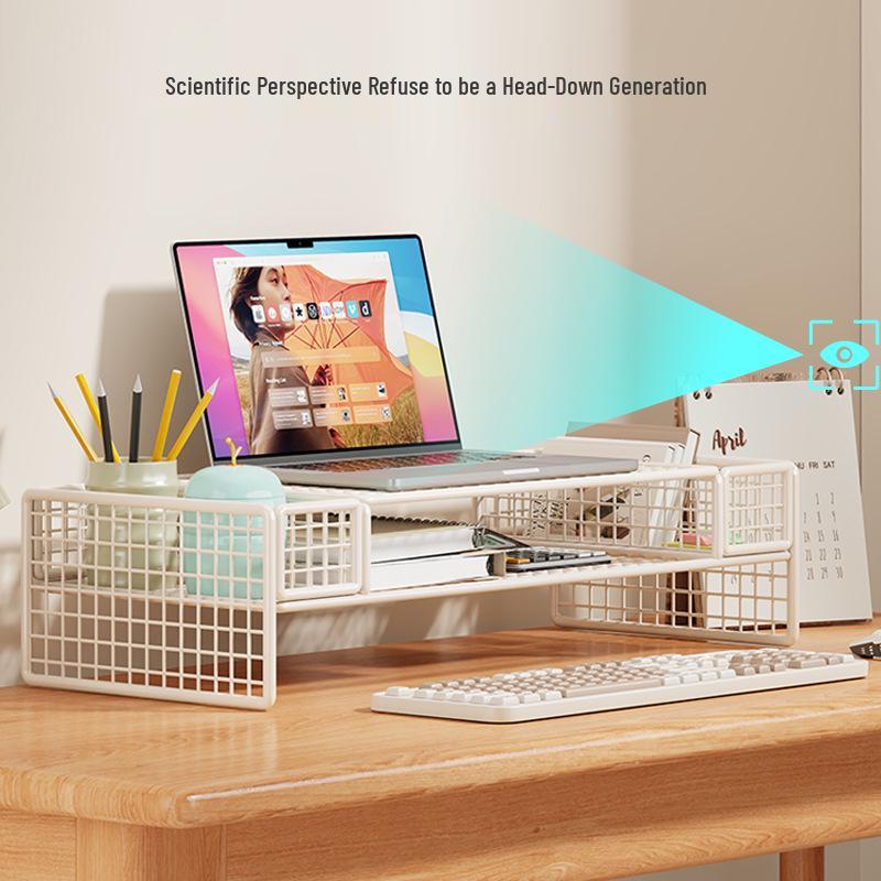 Adjustable Laptop & Monitor Stand with Storage Shelf