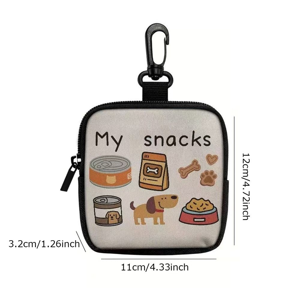 With Hook Dog Treat Bag Transparent Window Zipper Closure Portable Pet Snack Pouch Leak-proof Dog Print Puppy Pet Training Bag