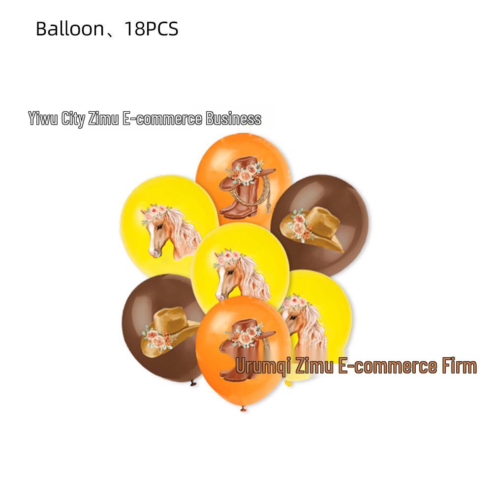 Horse Racing Birthday Party Décor Set - Cartoon Backdrop, Balloons, Cake Toppers