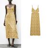 Summer New Women Clothes Pleat Decoration V-neck Embroidery Fashion Print Sleeveless Midi Dress 8351028