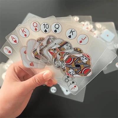 Wodoodporne, przezroczyste plastikowe karty do gry 2 zestawy Kreatywne, trwałe karty do gry w pokera z PVC do gier planszowych i klasycznych gier karcianych Dostęp