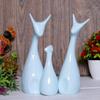 Lucky Deer Statue Family Piano Finish Ceramic Figures Deer Couple Showpiece Decorative Showpiece - 25 Cm  (Polyresin, Blue)