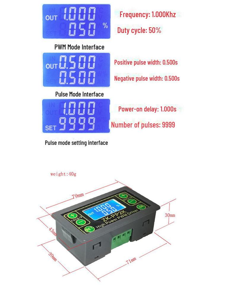 High-Power PWM Motor Speed Controller with Adjustable Frequency, Duty Cycle, and Delay PP2K