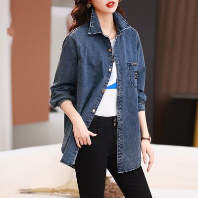 Denim Shirt Women's Large Size Jacket Early Spring New Top Fashion High-end Stacked Shirt