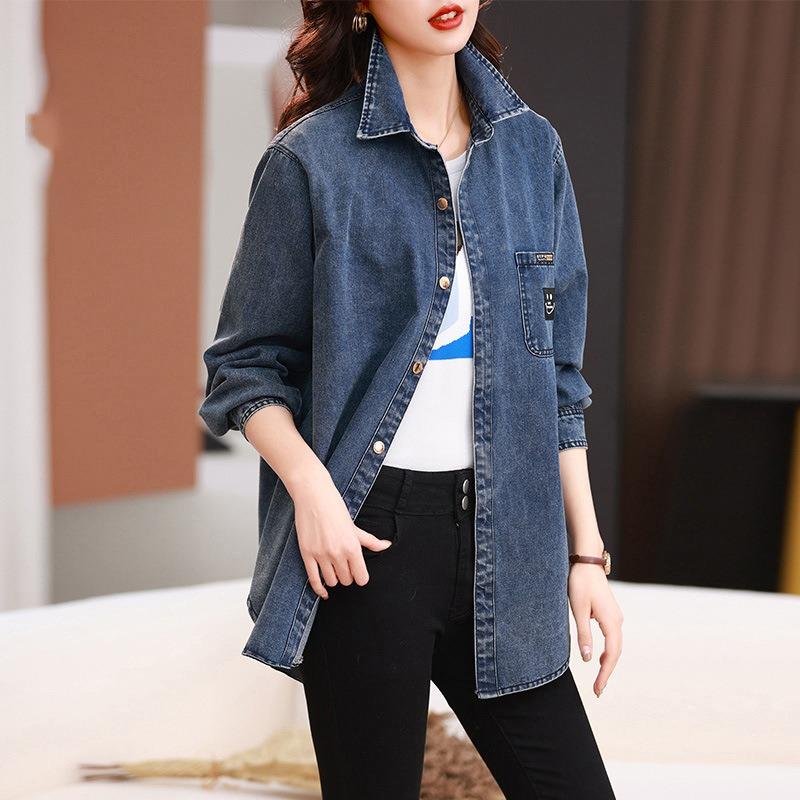 Denim Shirt Women's Large Size Jacket Early Spring New Top Fashion High-end Stacked Shirt