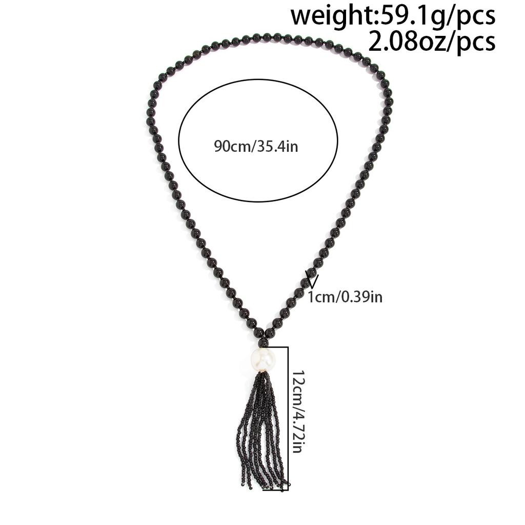 Acrylic Bead Chain Necklace for Women Vintage Tassel Sweater Chain Jewelry Accessory