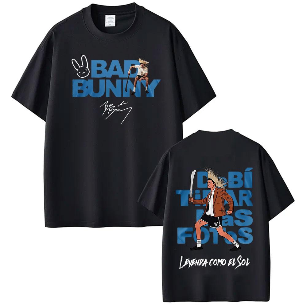 Rapper Bad Bunny Tour Debi Tirar Mas Fotos DTMF Merch TShirts Men Women Fashion Hip Hop Pop Music Short Sleeve Tees Streetwear