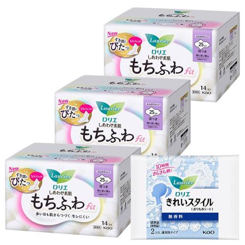 

Laurier Happy Skin Mochifuwa Fit, For Heavy Daytime Use, 25cm, with Wings, 14 count x 3 packs (42 count) + Bonus [.co.jp Exclusive]