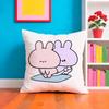 A-Asamimichan Housse de coussin Lapin Mignon Tissu Pelucheux Doux Imprimé Double Face Canapé Cadeau Chaleureux Hiver Housse de Coussin