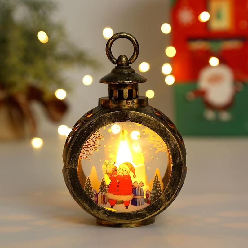 Santa Claus LED Light Christmas Retro Candle Wind Lamp for New Year Christmas Gift Snowman Home Decoration